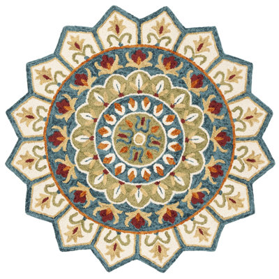 Round Oriental Wool Hand Tufted Area Rug