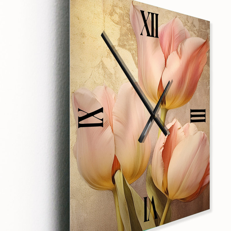 Horloge murale moderne Tulip Dreams IV - Floral, Médium