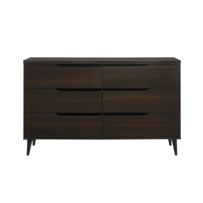 Weigel 6 Drawer 58" W Double Dresser, Espresso