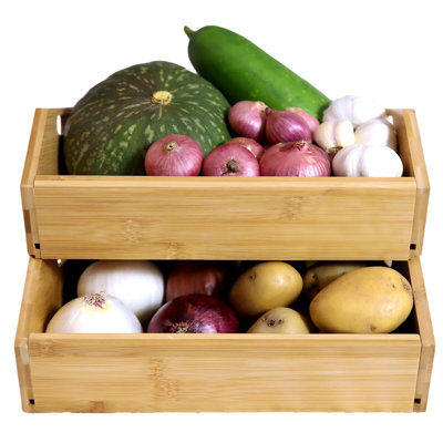 Panier de rangement empilable en bambou