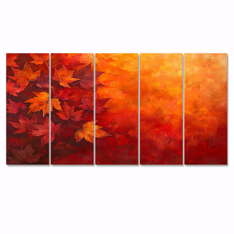 Feuilles d'érable d'automne - Art mural - feuilles, décoration murale traditionnelle, H 32 po x l 80 po, 5