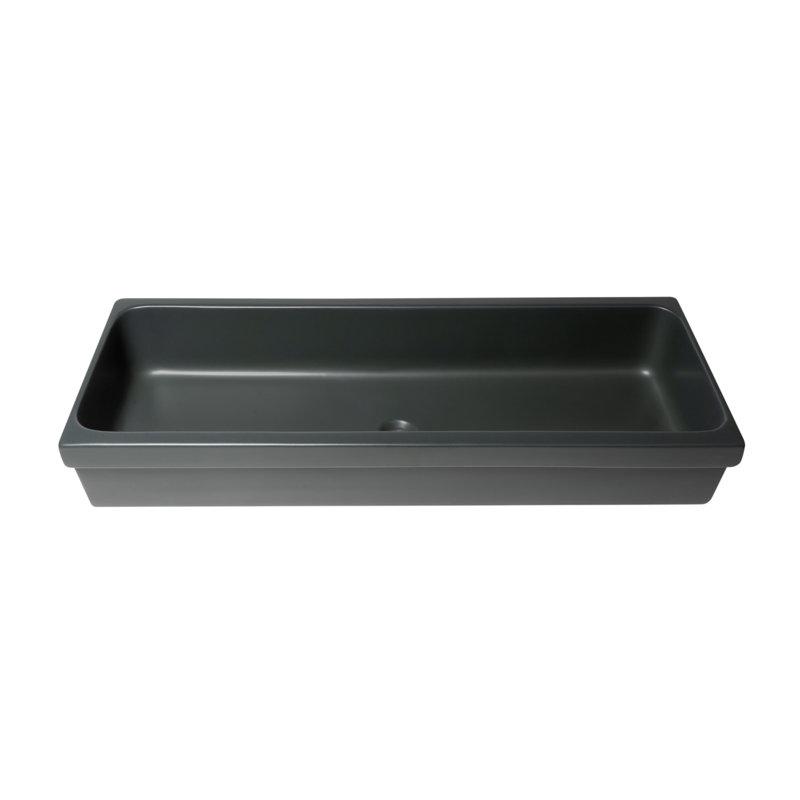 Lavabo de salle de bain rectangulaire semi-encastré en argile réfractaire 48 po Alfi Brand, Noir mat