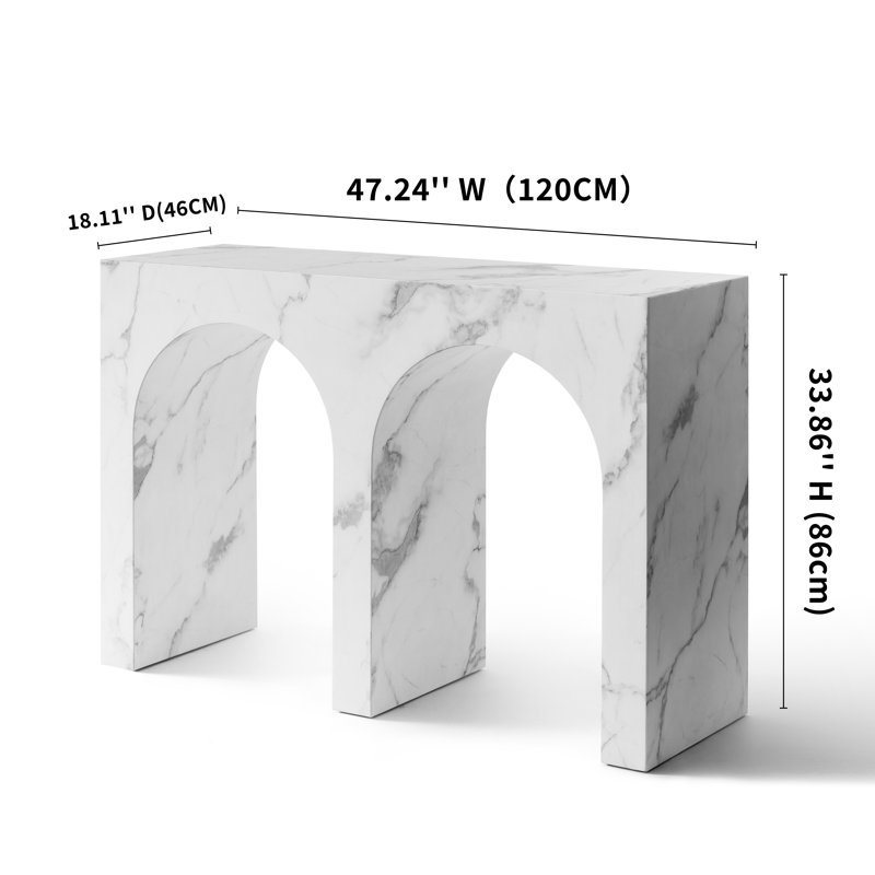 Klusek 43" Console Table Fully Assembled Marble-vinyl Modern Foyer Table