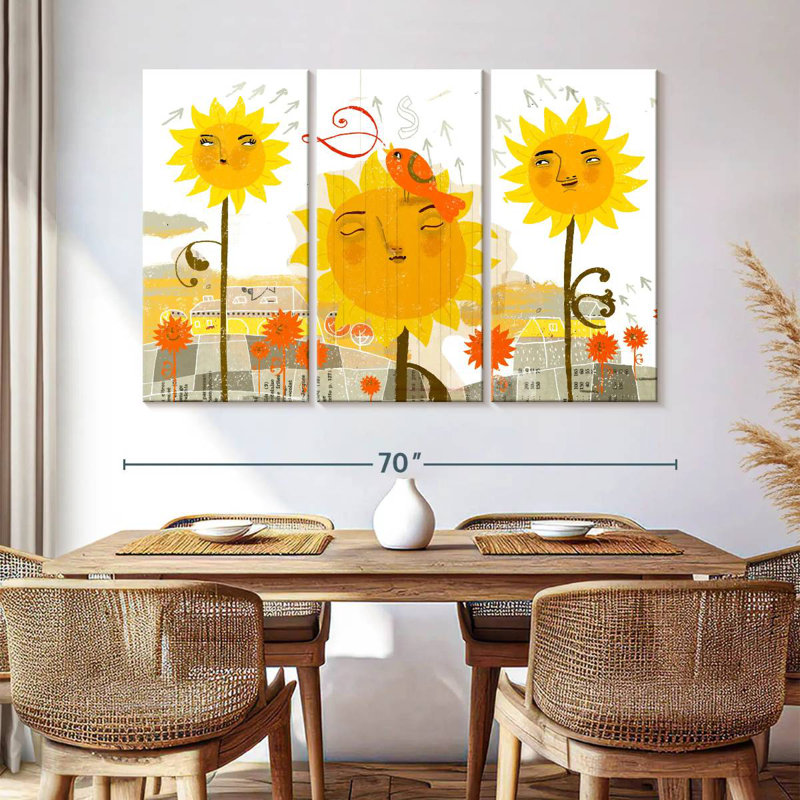 Tournesols abstraits d'Alvord, H 42 po x l 65 po