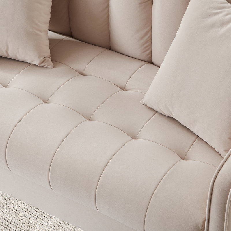 Causeuse rembourrée avec dossier capitonné, Beige