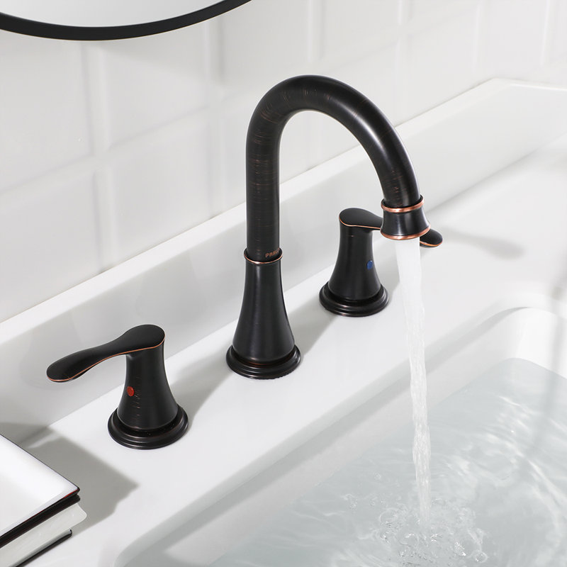 Widespread 2- Handle Bathroom Faucet with Metal Pop Up Drain, Oil Rubbed Bronze