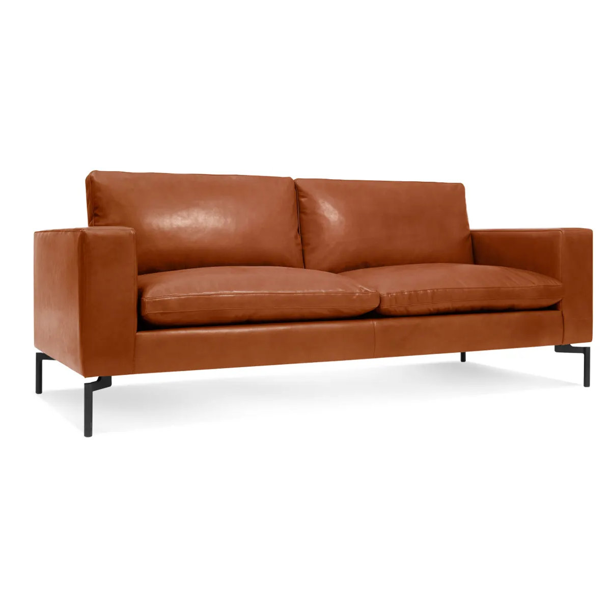 New Standard Upholstered Sofa, Toffee Genuine Leather, 32" H x 78" W x 35" D