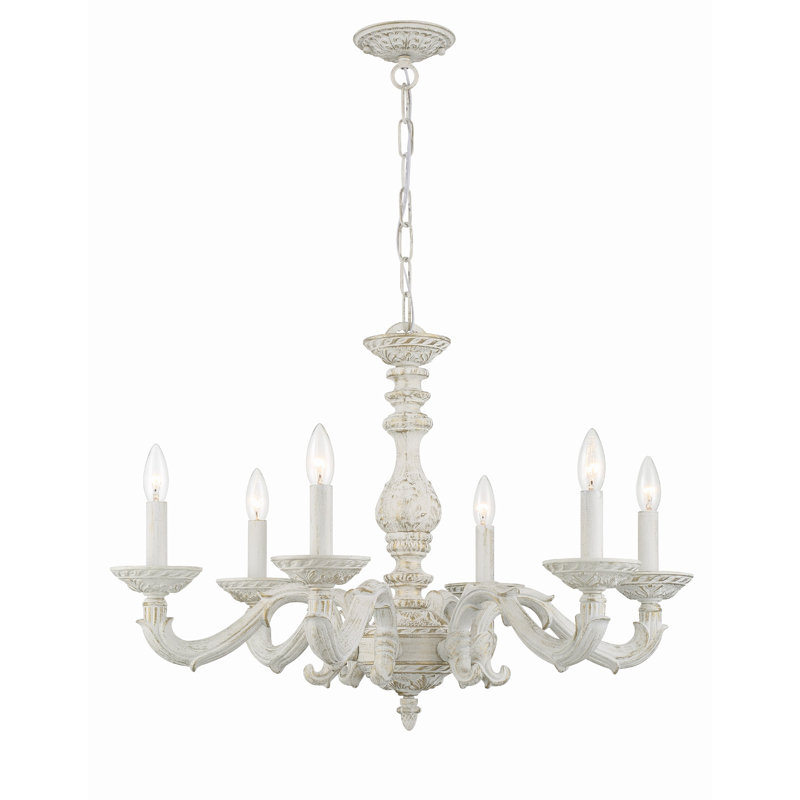 Abagail 6 - Light Dimmable Classic / Traditional Chandelier, Antique White