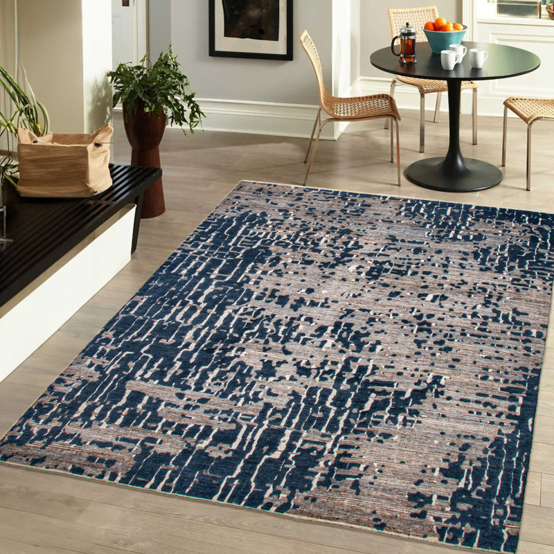 Tapis bleu foncé Tangier 8 pi 0 po x 9 pi 9 po