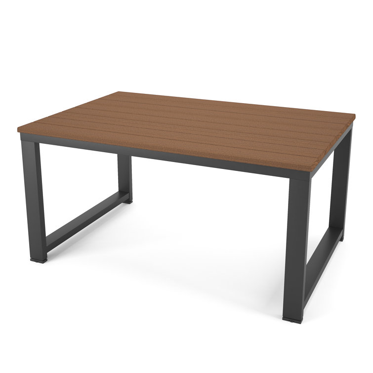 Rectangular Patio Coffee Table with Teak Top