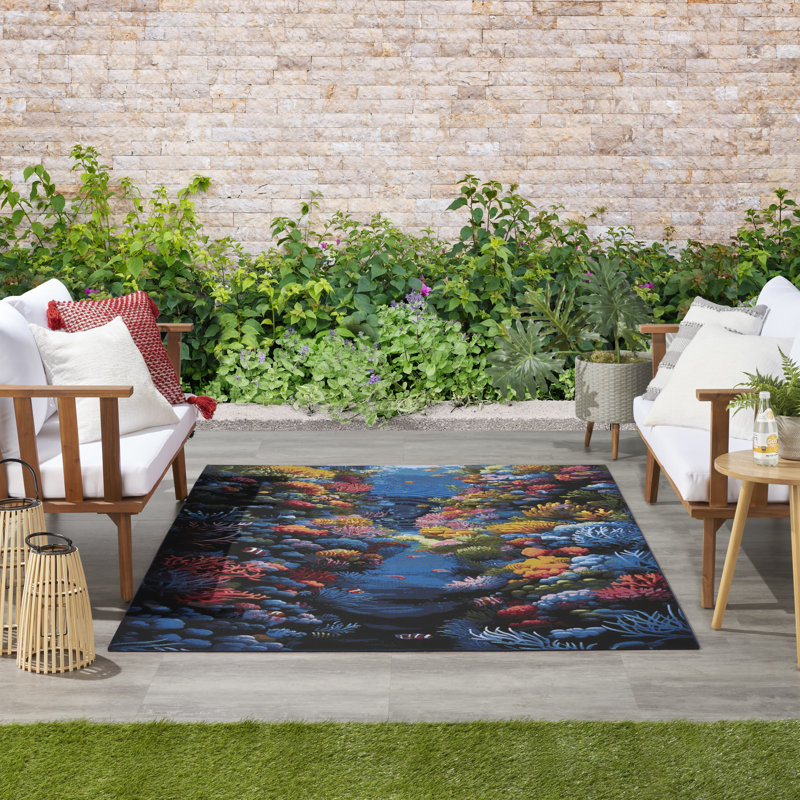 Nourison Color Splash 5'3" x 7'3" Multicolor Coastal, Nautical & Beach Rug, Rectangle 5'3" x 7'3"