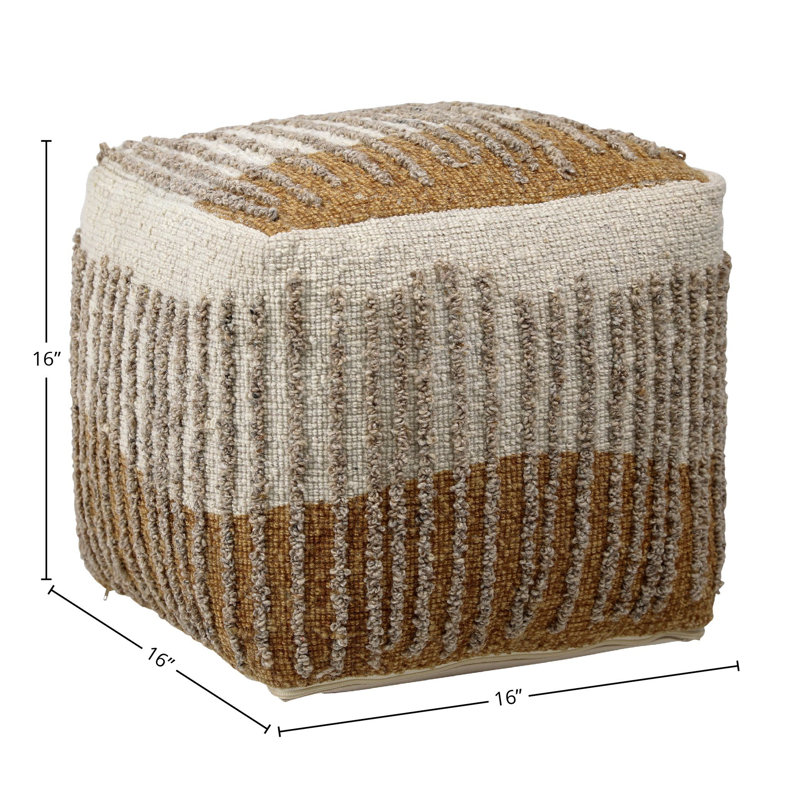 Eugene Wool Upholstered Ottoman, Mustard