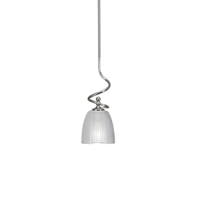 Trocadero Stem Hung Mini Pendant With 5" Clear Ribbed Glass