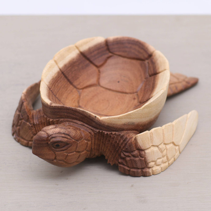Novica Kura Kura Keeper Wood Catchall