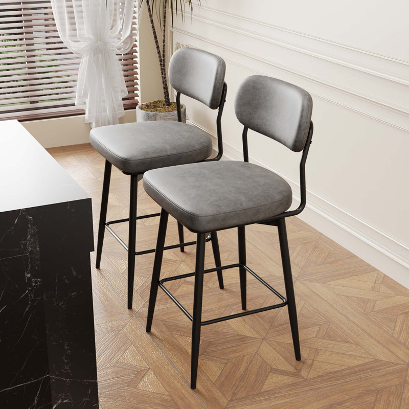 Chaise de bar rotative à 360 ° avec supports en fer pour la cuisine, les restaurants et les bureaux (ensemble de 2)