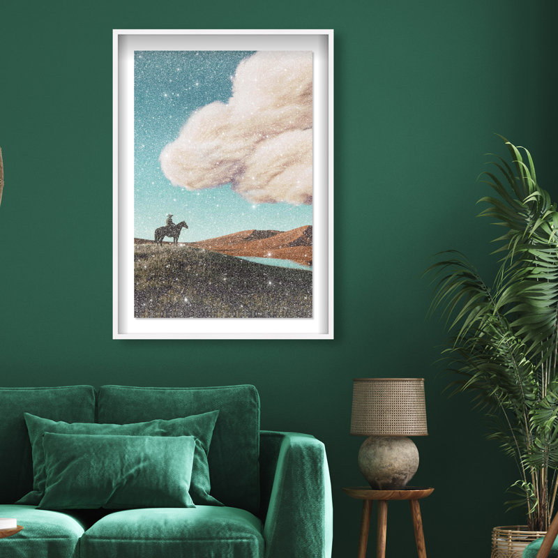 Cowboy Surreal Framed Graphic Art, 31.5"H x 21.5"W, White Shadowbox