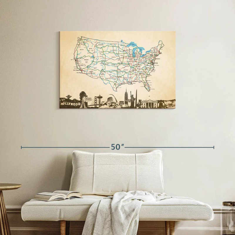 Aliaz Classic USA Map, 24" H x 36" W