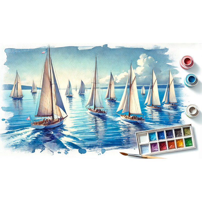 Voilier régate sur toile tendue, H 24 po x l 42 po