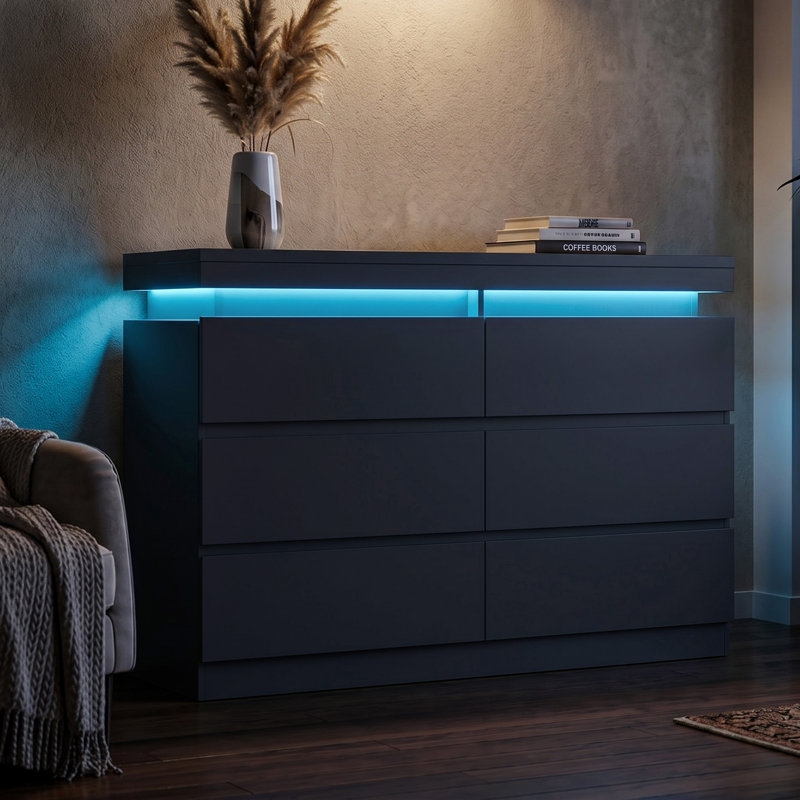 Commode 6 tiroirs Modern Modern, Noir