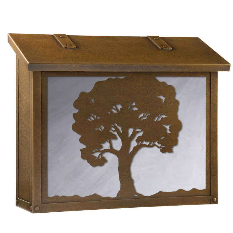 Boîte aux lettres murale chêne tree, Blanc vaporeux, Laiton chaleureux
