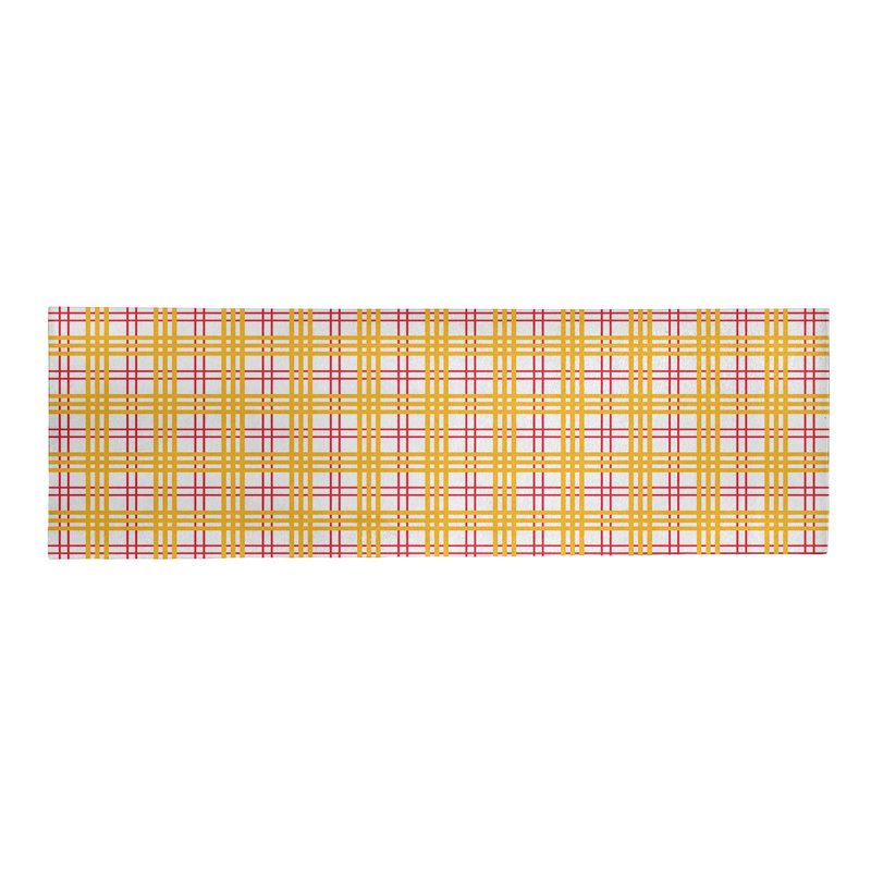 Tapis jaune / blanc à carreaux, Tapis de couloir 2 pi 6 po x 8 pi