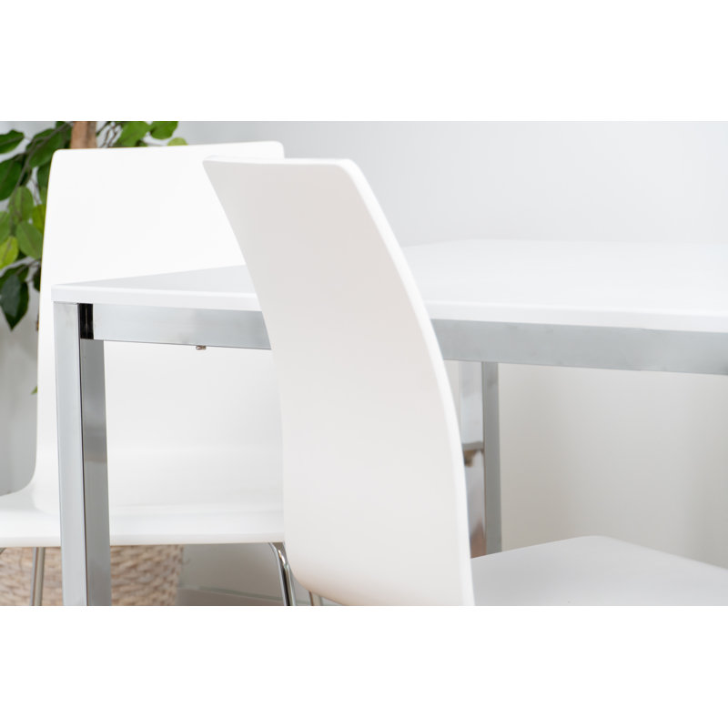 4 - Person Four Leg Dining Set, Gray/Chrome, White