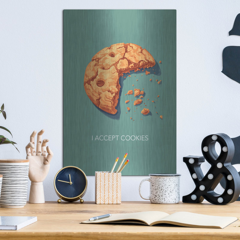 «I accept Cookies» par Andreas Magnusson, art mural en métal, H 16 po x l 12 po