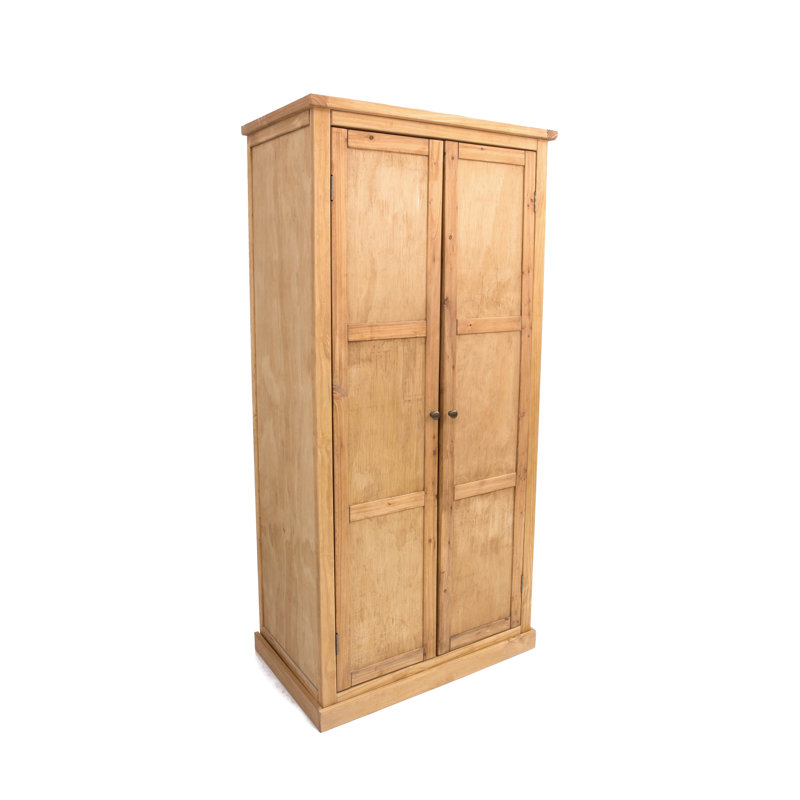 Mallory 2 Door Solid + Manufactured Wood Wardrobe, Waxed