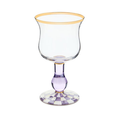Violet Check Wine Glass