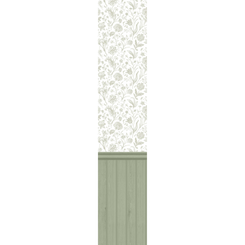 Tongue And Groove Floral Toile, Sage