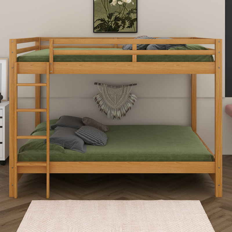 Lit superposé grand sur grand avec échelle, lit superposé en bois massif pour enfants adolescents, aucun sommier nécessaire