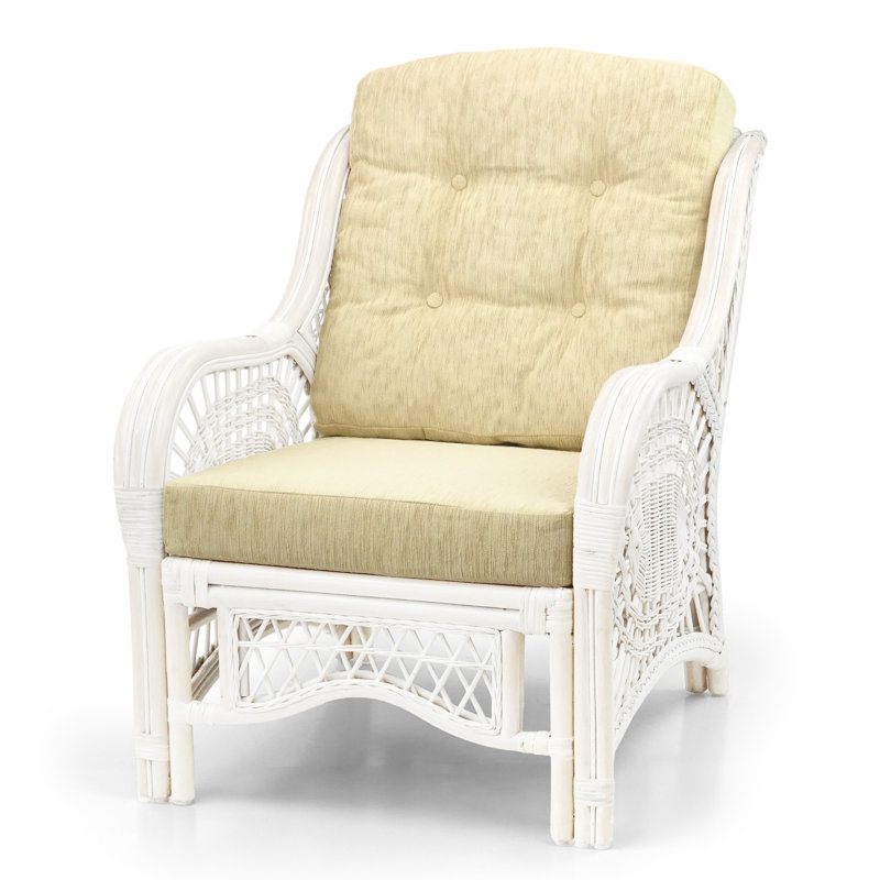 Fauteuil en velours capitonné naturel Agambir, Beige