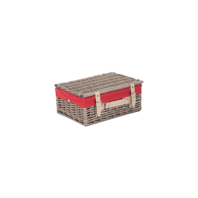Wicker Hamper Basket with Lining, Black/Black, 15cm H x 36cm W x 26cm D