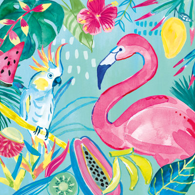 Fruity Flamingos III - Wrapped Canvas Print