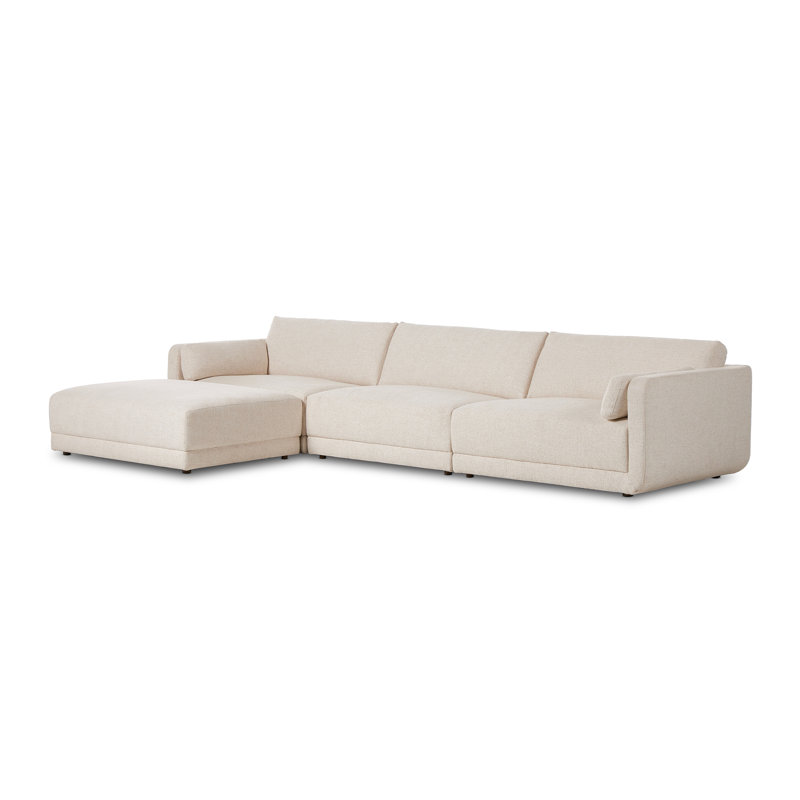 Canapé modulaire rembourré 4 pièces Naples, Mélange de polyester crème