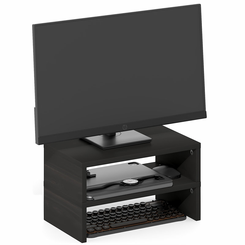 Furinno CLASSIC Support pour écran, ensemble de 2 élévateurs de 15,7 po de largeur, support pour ordinateur portable, séparable et empilable pour bureau, organisateurs et accessoires de bureau, pour fournisseur de bureau, espresso