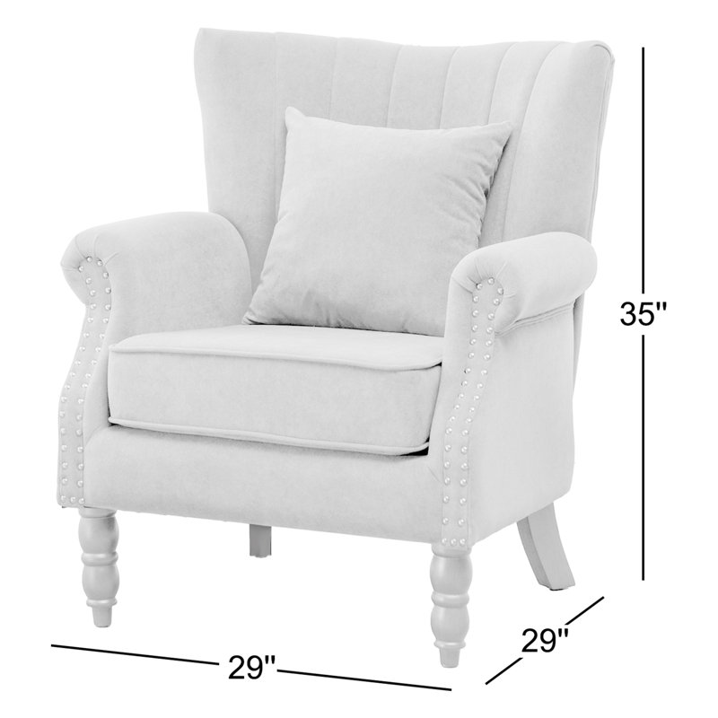 Fauteuil à oreilles en velours de 29 po de largeur Johnsons, Velours beige