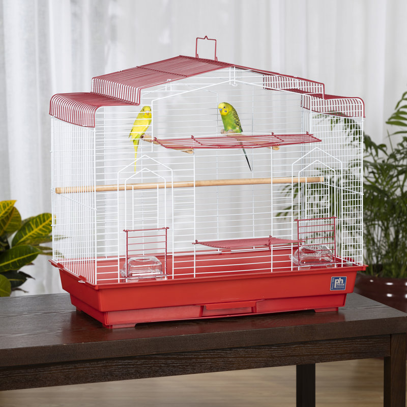 Cage à oiseaux de style victorien avec perchoir de table 23,5 "Cassius, rouge