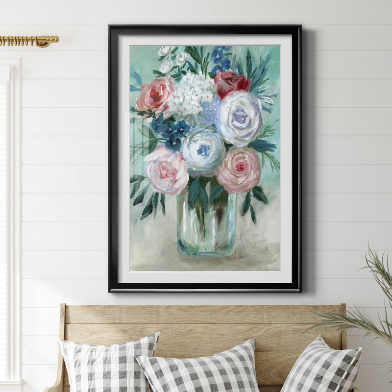 «Chalk Pastel Bouquet» par J Paul - reproduction d'art encadrée, H 30,5 po x l 42,5 po x P 1,5 po, Cadre noir