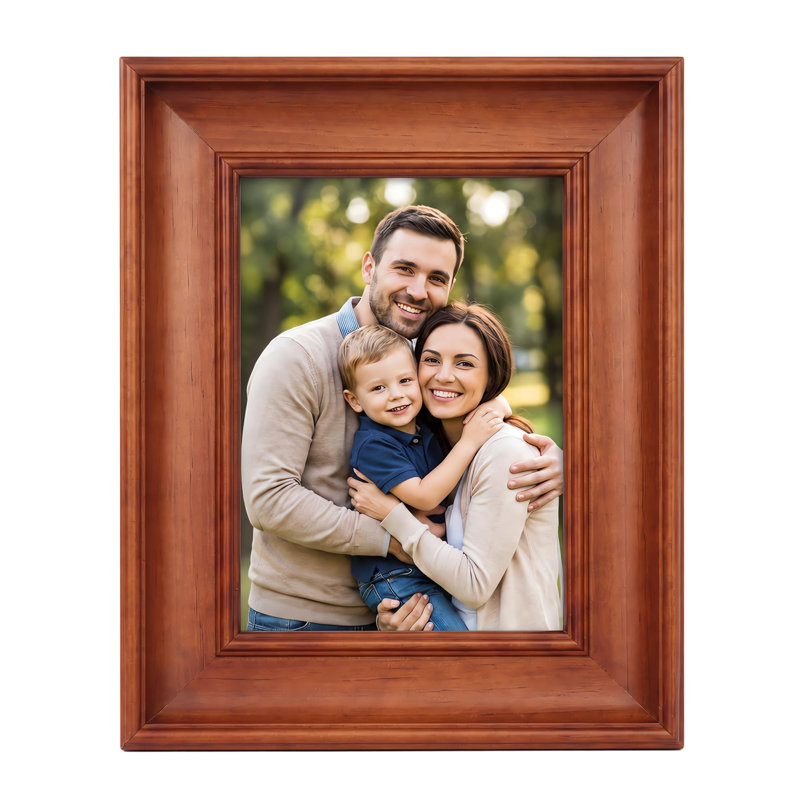 Cadre photo en bois massif avec vitre, brun cerisier, disponible en formats 4x4, 4x5,9 et 5x6,9, L 7,4 po x P 1 po x H 9,3 po