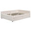 Lit plateforme tapissier avec 2 tiroirs et ports de chargement USB, base de lit avec rangement, beige-1176116435