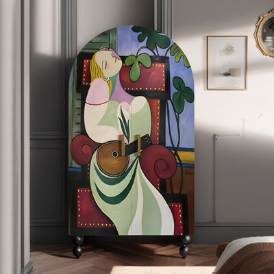 Armoire moderne moderne en bois à double porte arquée
