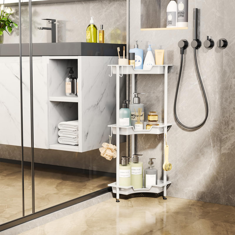 Organisateur de douche sur pied à 3 niveaux, Blanc