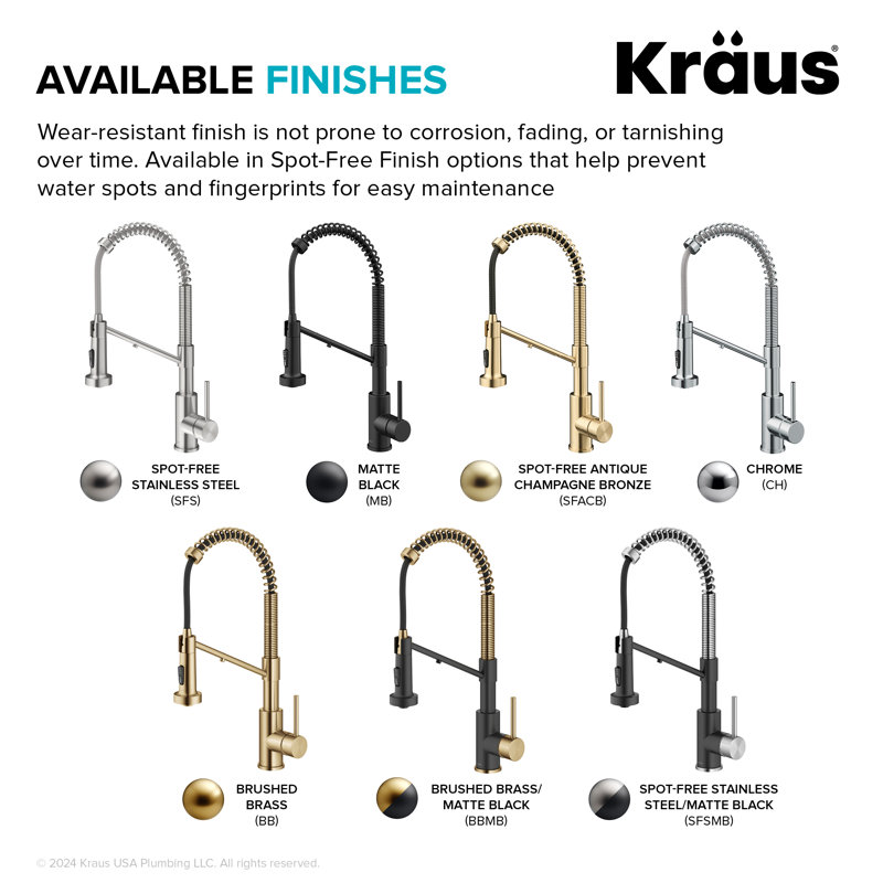 Robinet de cuisine KRAUS 2-en-1 à filtre à eau rétractable à poignée simple de style commercial pour osmose inverse ou système de filtration d'eau KRAUS