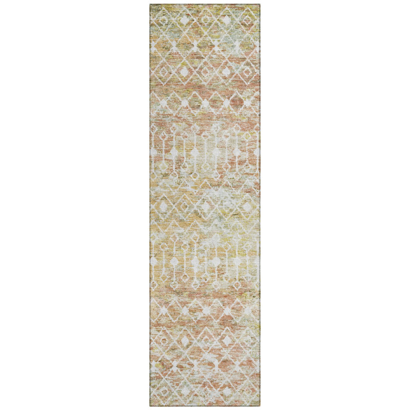 Calandria Orange Washable Indoor-Outdoor Rug - LOOMLAN, 2'3" x 7'6"