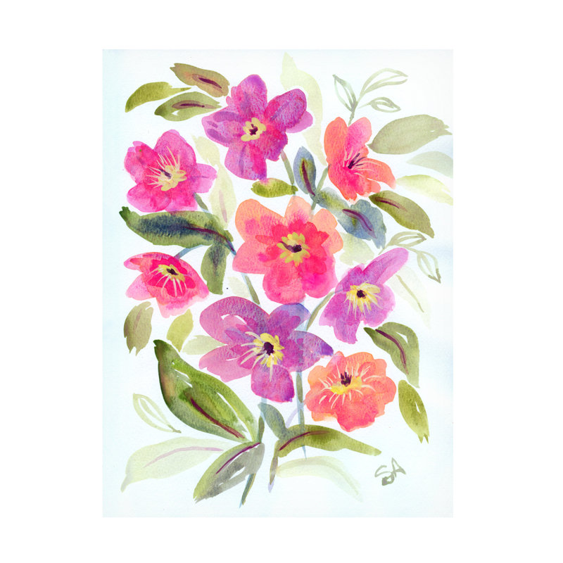 Art mural sur toile tendue - «Hellebore Stems» de Suzanne Allard pour décoration de salon, de chambre à coucher ou de bureau - 14 x 19
