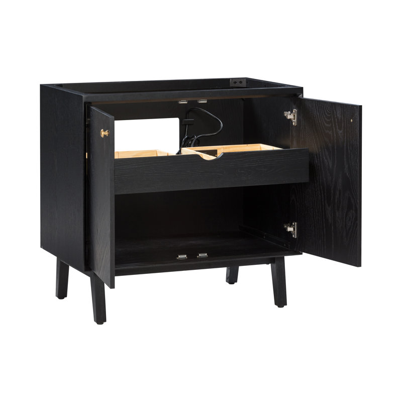 Adele 36'' Black Oak Single Bathroom Vanity Base