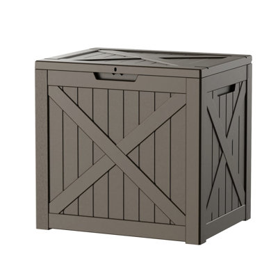 Outdoor Woodgrain Storage Box, 31.2 Gal (118L),Weatherproof Resin Deck Box, Easy Assembly