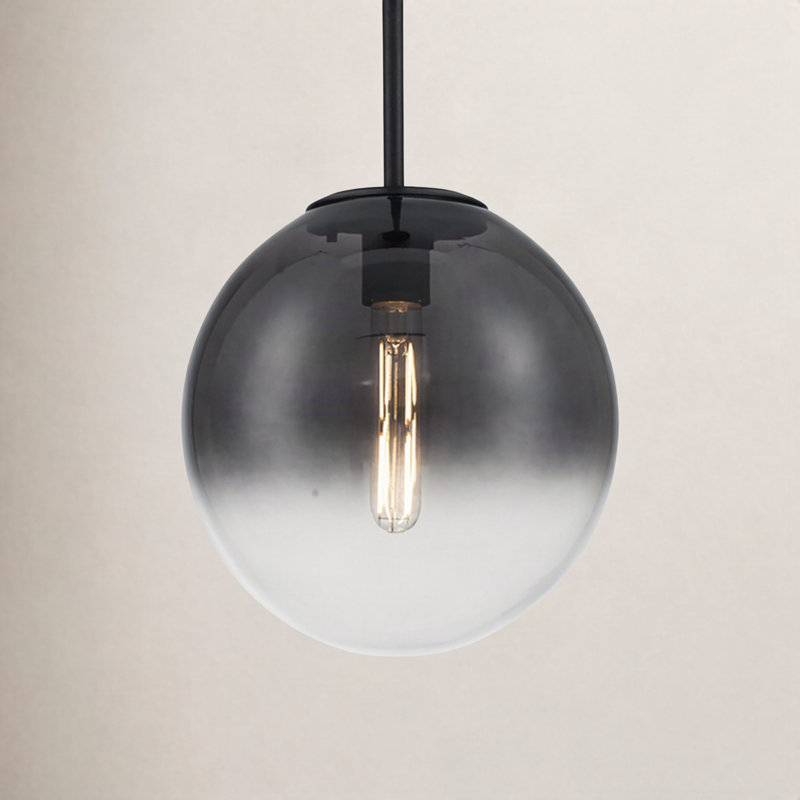 9" Glass pendany light, Black