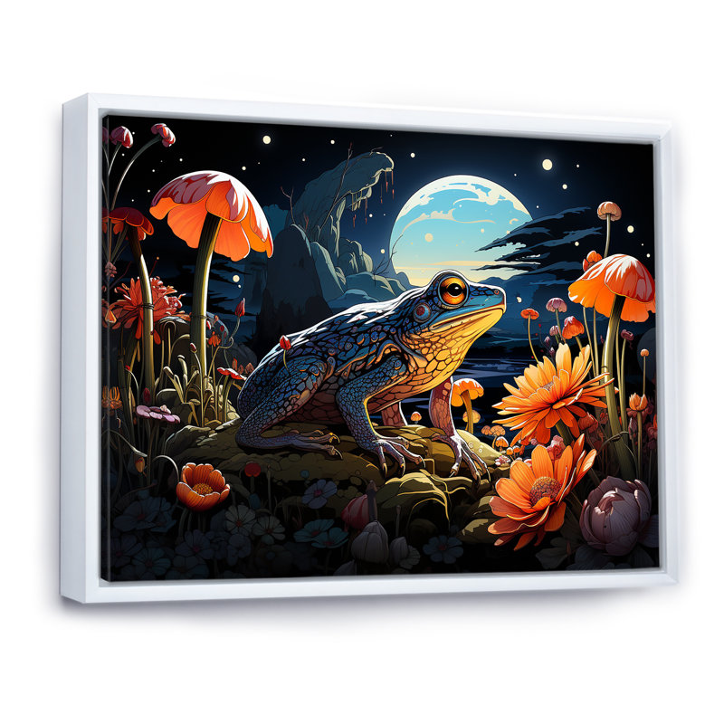 Cosmic Art Frog I - Frogs & Toads, impressions d'art mural, H 30 po x l 40 po x P 1,5 po, Cadre flottant blanc